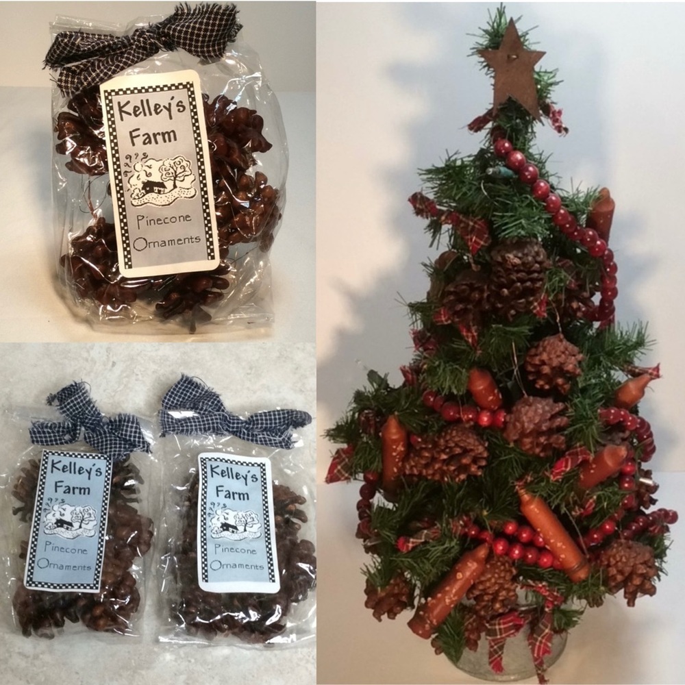 2 Pack Hand Dipped Pinecone Ornaments New